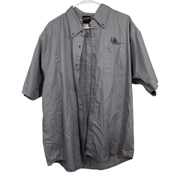 Harley Davidson Grey Sturgis Bike Week Graphic Short Sleeve Button Up Shirt - Picture 2 of 4